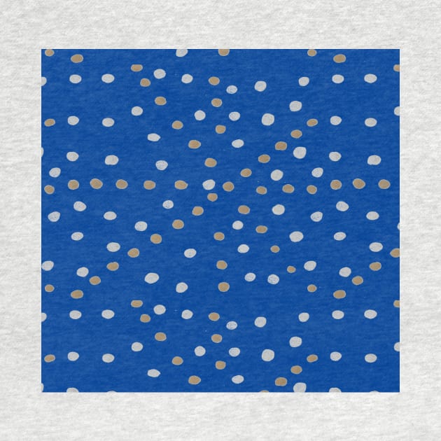 Silver and Gold Polka Dots on Blue by DanielleGensler